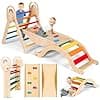 MnnktClair Montessori-Inspired Wooden Pikler Triangle, Space-Saving Indoor Jungle Gym with Convertible Ramp, Detachable Arch & Sturdy Ladder image 2