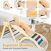 MnnktClair Montessori-Inspired Wooden Pikler Triangle, Space-Saving Indoor Jungle Gym with Convertible Ramp, Detachable Arch & Sturdy Ladder image 5