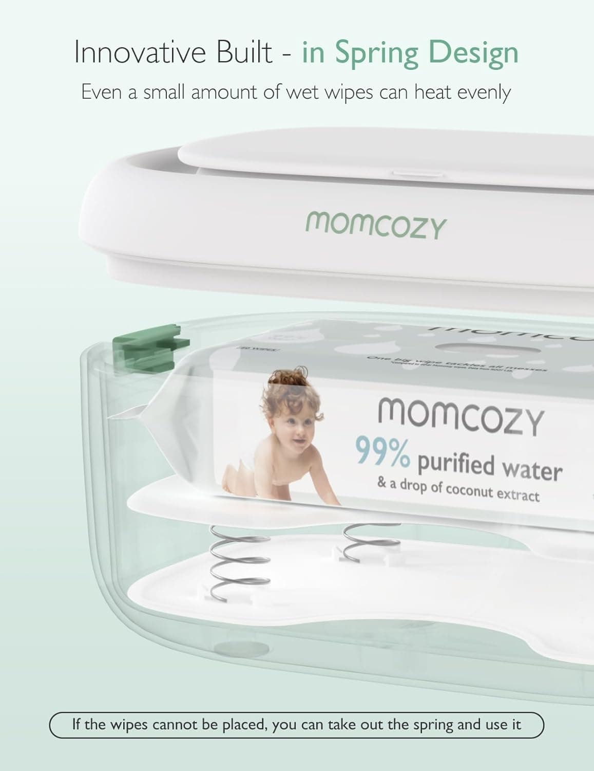 Momcozy Baby Wipe Warmer, Innovative Spring Design, Large Capacity Wipes Dispenser, Fast and Even Heating, 4 Modes of Temperature Heating Control, Diaper Wipe Warmer with Night Light image 2
