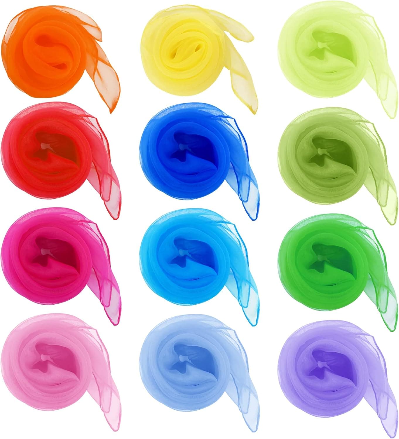 Jmkcoz 12pcs Square Juggling Silk Dance Scarves Magic Tricks Performance Props Accessories Movement Scarves Rhythm Band Scarf 24 Inches 12 Colors image 2