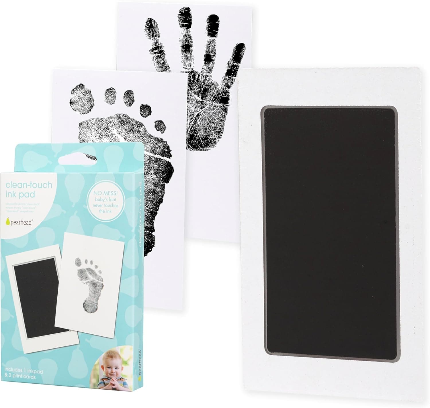 Pearhead Newborn Baby Handprint or Footprint “Clean-Touch” Ink Pad, 2 Uses, Black, 1 Count (Pack of 1) image 1