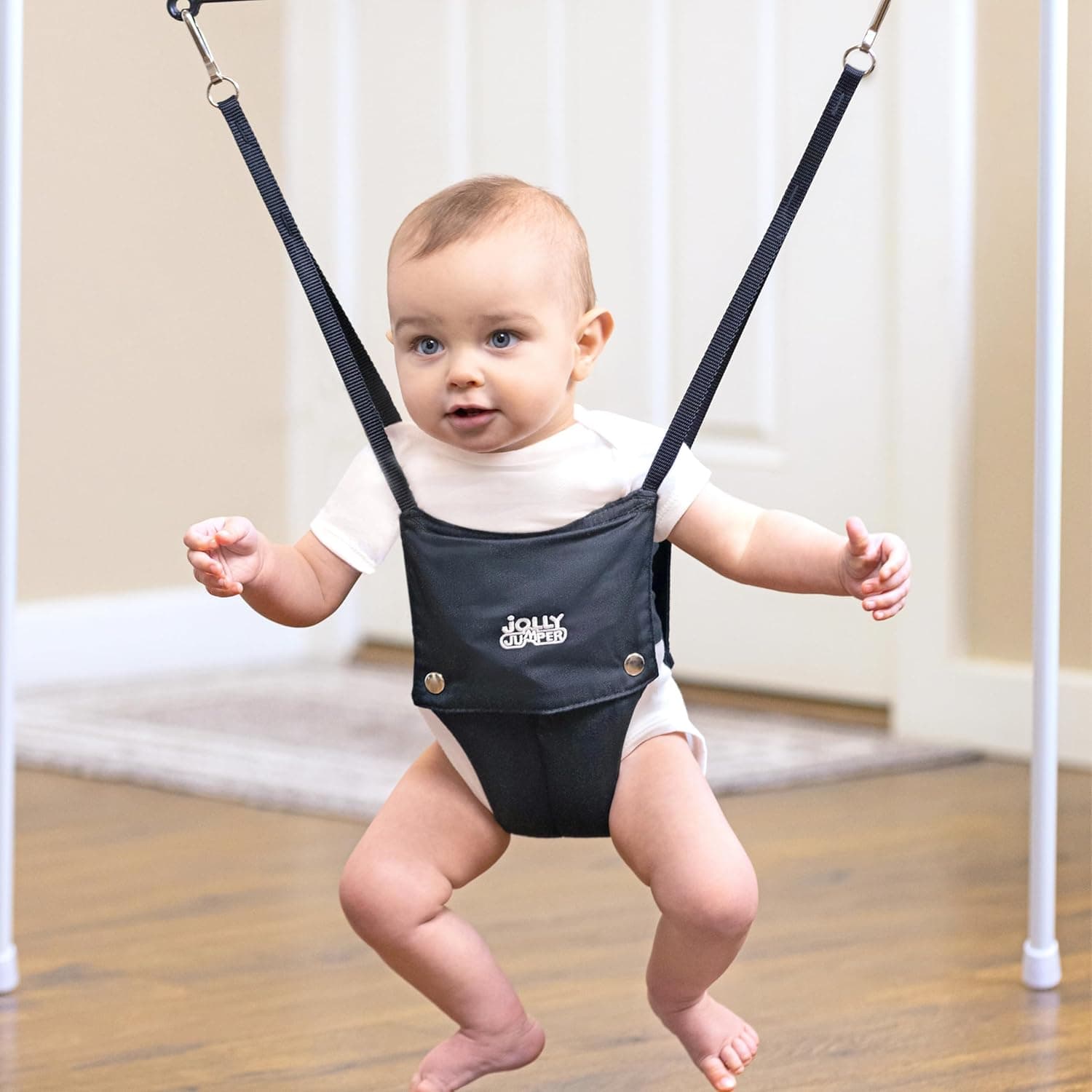 Jolly Jumper CLASSIC (Black) with Stand - ORIGINAL Baby Jumper, Indoor and Outdoor Exercise Saddle Seat, Adjustable Height, for Infants up to 28lbs image 2